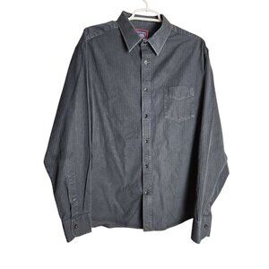 UNTUCKit Men‎ XL Black Striped Long Sleeve Button Down Cotton Shirt